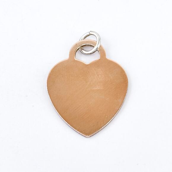 Vintage Sterling Silver 925 Rose Gold Tone Engravable Heart Dog Tag Charm - Picture 2 of 7